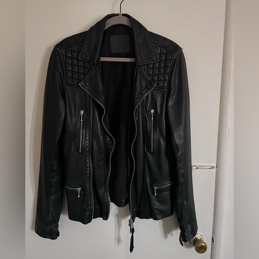 AllSaints Rawlings Mens Leather Biker Jacket
